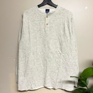 Vintage 90s Duofold Grey Henley Thermal Lined Shirt Mens Large Made in USA